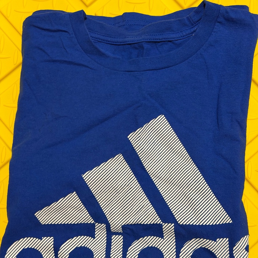 Adidas Royal Blue Tee with Striped White Logo